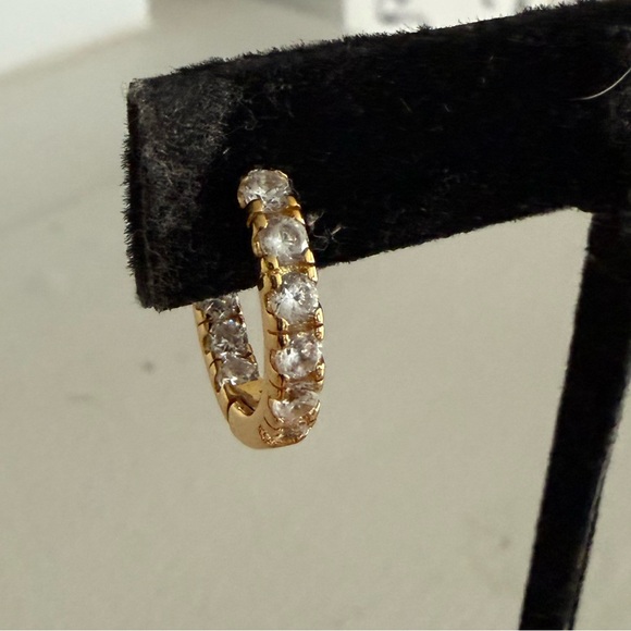 Pandora Gold Hoop Earrings with Clear Stones - Picture 5 of 8